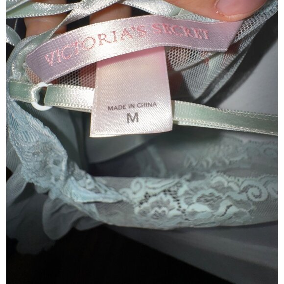 Sexy Sheer Vintage Victoria's Secret Lace Chemise Lingerie Medium Baby Blue Cute - Picture 8 of 9